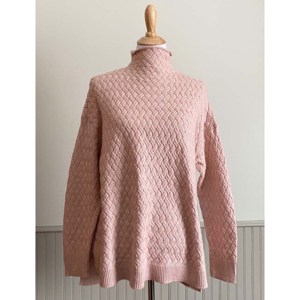 NWT VINCE CAMUTO Blush Cable Mock Neck Sweater
